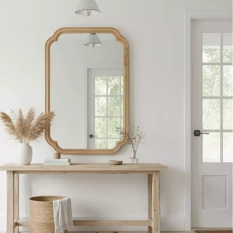 Specchio da parete angolare arrotondato marrone/naturale/noce, 20"x30", singolo