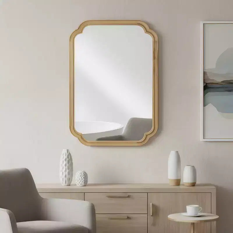 Specchio da parete angolare arrotondato marrone/naturale/noce, 20"x30", singolo