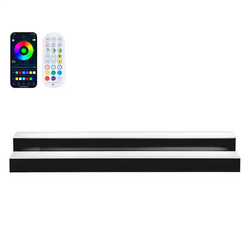VEVOR LED Lighted Liquor Bottle Display, 2Tiers 30in, Supports USB, Acrylic Illuminated Home Bar Shelf Display with RF Remote&App Control,Black+White