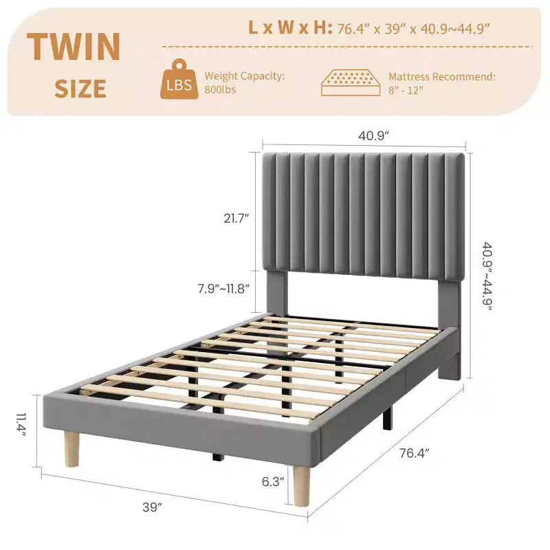Letto imbottito in velluto beige/nero/grigio/rosa, singolo, set da 2