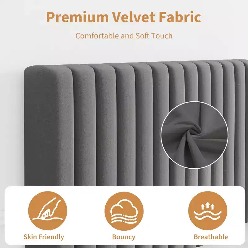 Letto imbottito in velluto beige/nero/grigio/rosa, singolo, set da 2