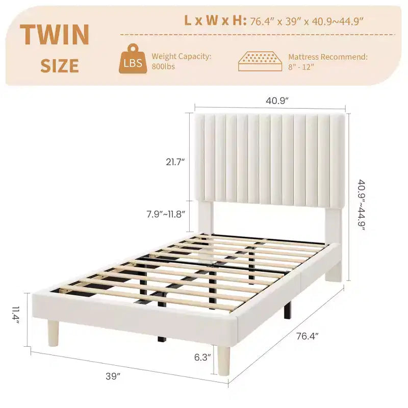 Letto imbottito in velluto beige/nero/grigio/rosa, singolo, set da 2
