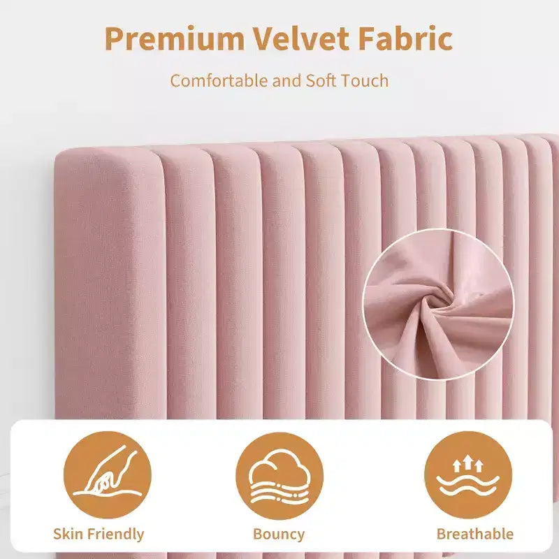 Letto imbottito in velluto beige/nero/grigio/rosa, singolo, set da 2
