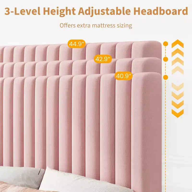 Letto imbottito in velluto beige/nero/grigio/rosa, singolo, set da 2
