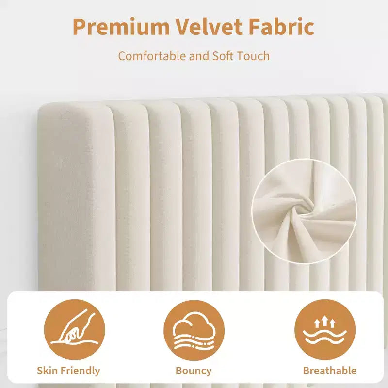 Letto imbottito in velluto beige/nero/grigio/rosa, singolo, set da 2