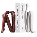 NotArt Thinker Statue Bookends - Heavy-Duty Resin Book Holders, 2-Tone Abstract Decor for Shelves,