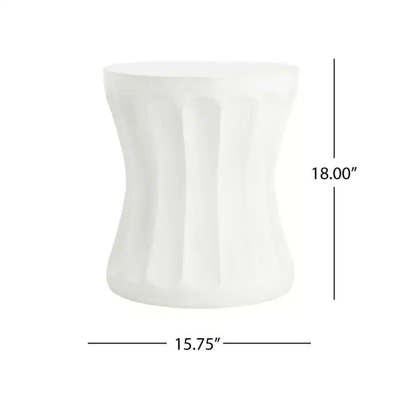 Tavolino rotondo in cemento bianco, a clessidra, per interni/esterni, 1 persona