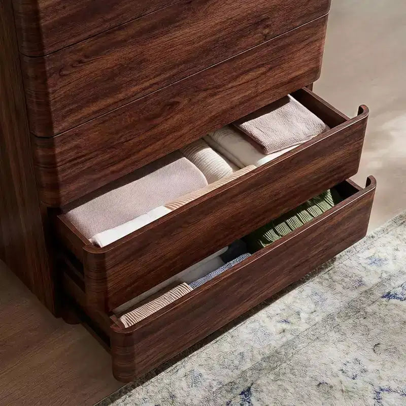 Comò a 5 cassetti, Marrone / Rovere Naturale, Legno Ingegnerizzato, Montaggio per 2 Persone