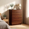 5 Drawer Dresser, Wooden Chest of Drawers, Modern Dresser with Curved Profile Design, Storage Organizer Cabinet for Bedroom Living Room