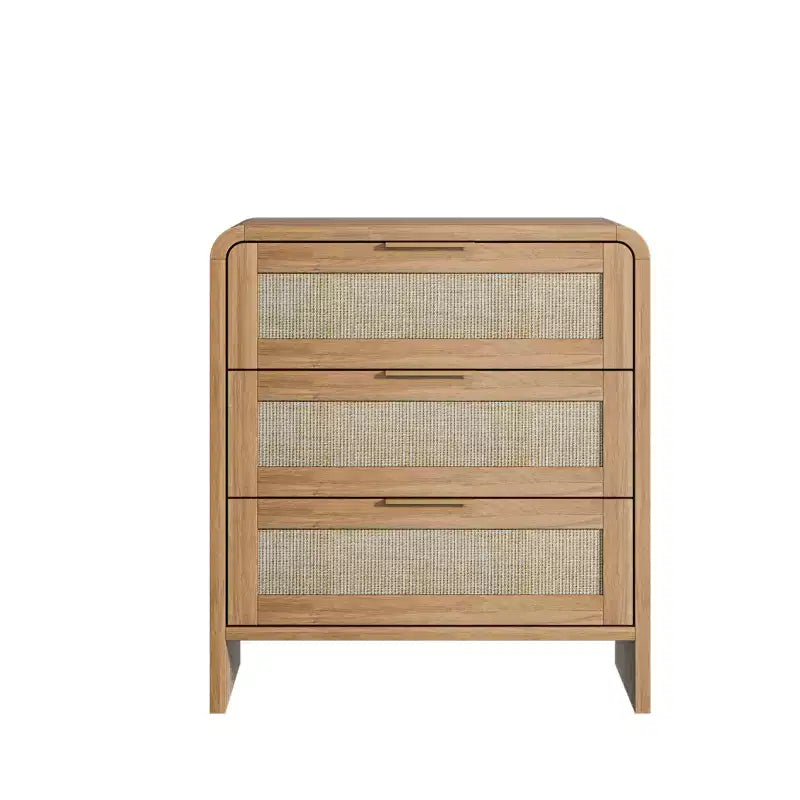 Comodino a 3 cassetti, beige, singolo