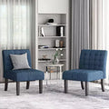 Christopher Knight Home Set of 2 Lewis Tufted Slipper Chairs Navy Blue/Matte Black