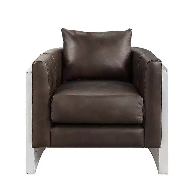 Poltrona girevole in pelle espresso, 1 posto
