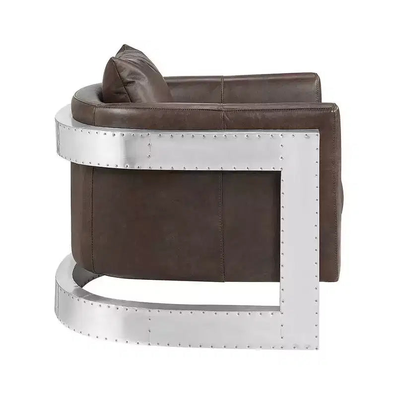Poltrona girevole in pelle espresso, 1 posto