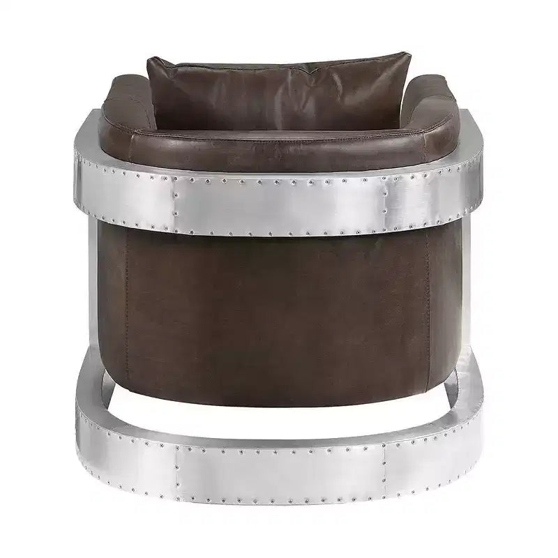 Poltrona girevole in pelle espresso, 1 posto