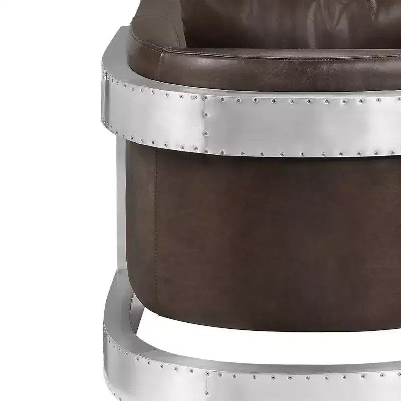 Poltrona girevole in pelle espresso, 1 posto