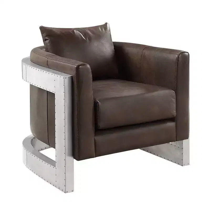 Poltrona girevole in pelle espresso, 1 posto