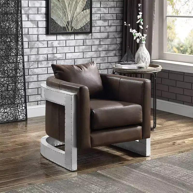 Poltrona girevole in pelle espresso, 1 posto