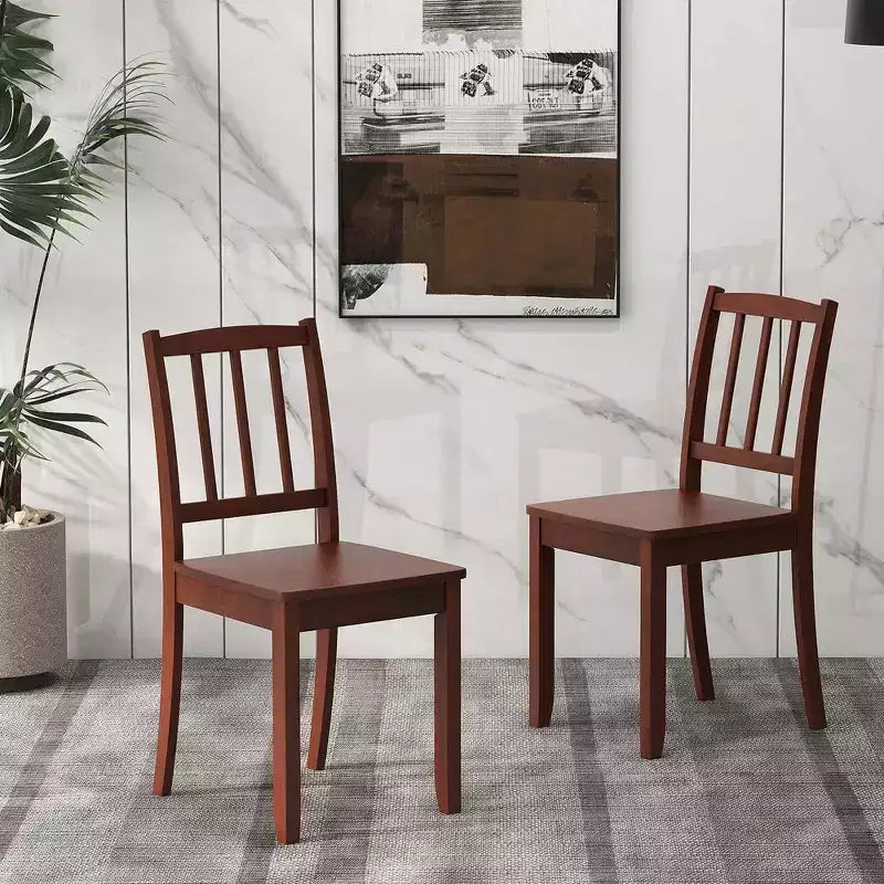 Set di 2 sedie da pranzo in legno, nero/marrone/bianco, senza braccioli, 2 posti