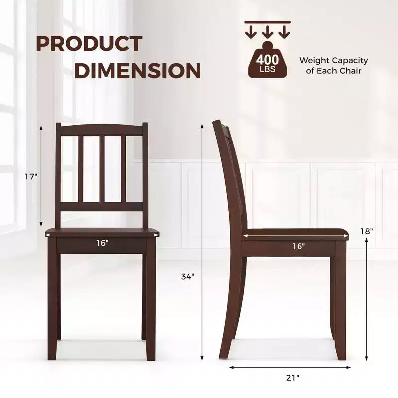 Set di 2 sedie da pranzo in legno, nero/marrone/bianco, senza braccioli, 2 posti