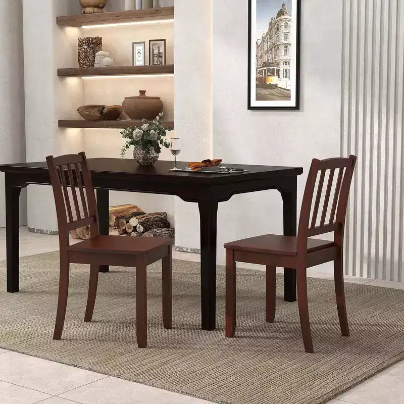 Set di 2 sedie da pranzo in legno, nero/marrone/bianco, senza braccioli, 2 posti