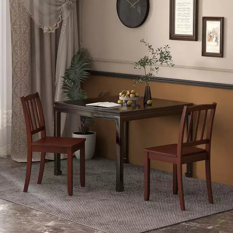 Set di 2 sedie da pranzo in legno, nero/marrone/bianco, senza braccioli, 2 posti