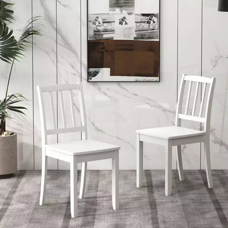 Set di 2 sedie da pranzo in legno, nero/marrone/bianco, senza braccioli, 2 posti