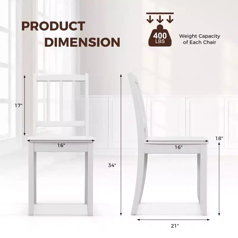 Set di 2 sedie da pranzo in legno, nero/marrone/bianco, senza braccioli, 2 posti