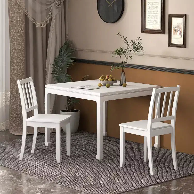 Set di 2 sedie da pranzo in legno, nero/marrone/bianco, senza braccioli, 2 posti