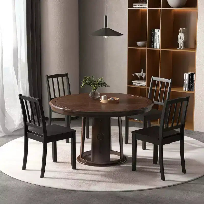 Set di 2 sedie da pranzo in legno, nero/marrone/bianco, senza braccioli, 2 posti