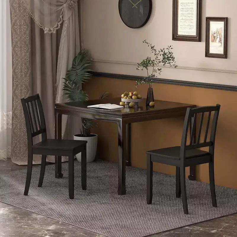 Set di 2 sedie da pranzo in legno, nero/marrone/bianco, senza braccioli, 2 posti