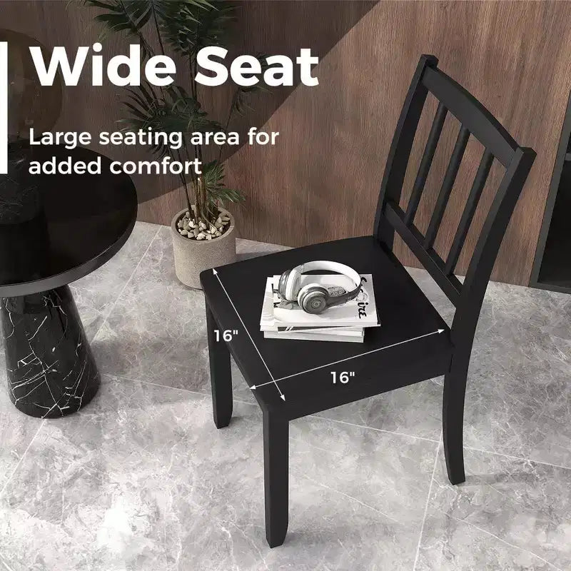 Set di 2 sedie da pranzo in legno, nero/marrone/bianco, senza braccioli, 2 posti