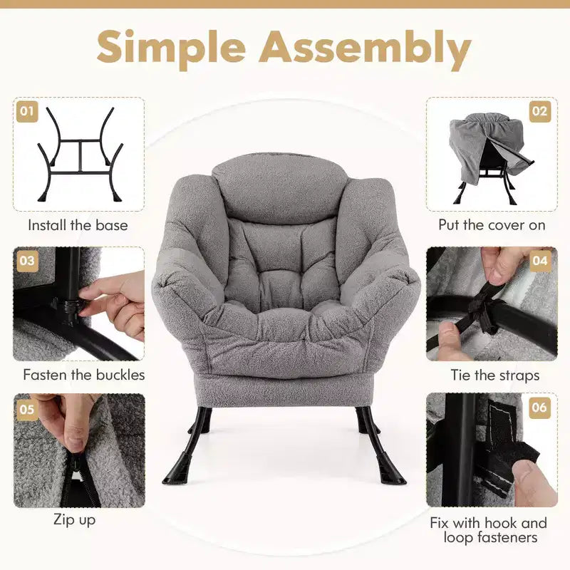 Poltrona da salotto capitonné beige/grigio/rosa con cuscino poggiatesta e braccioli – 1 posto