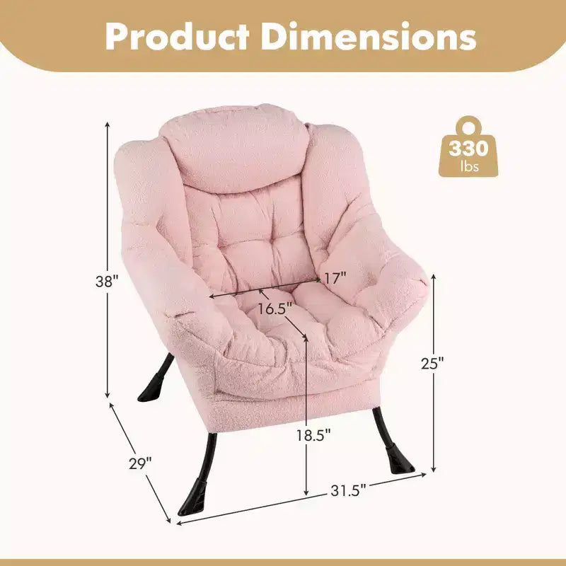 Poltrona da salotto capitonné beige/grigio/rosa con cuscino poggiatesta e braccioli – 1 posto