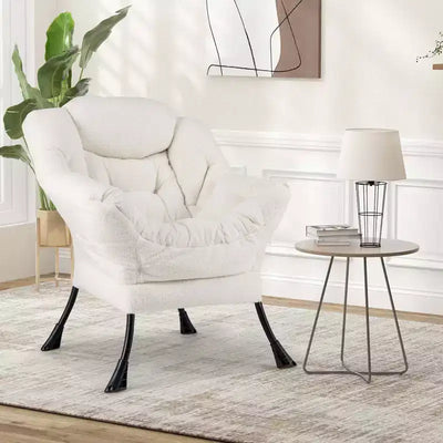 Poltrona da salotto capitonné beige/grigio/rosa con cuscino poggiatesta e braccioli – 1 posto