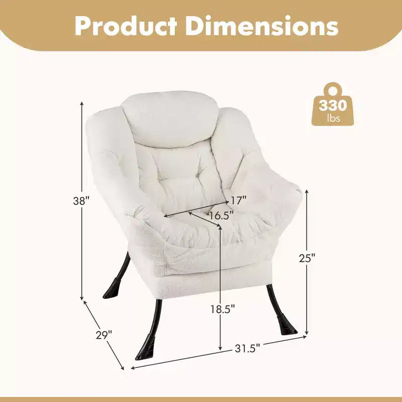 Poltrona da salotto capitonné beige/grigio/rosa con cuscino poggiatesta e braccioli – 1 posto