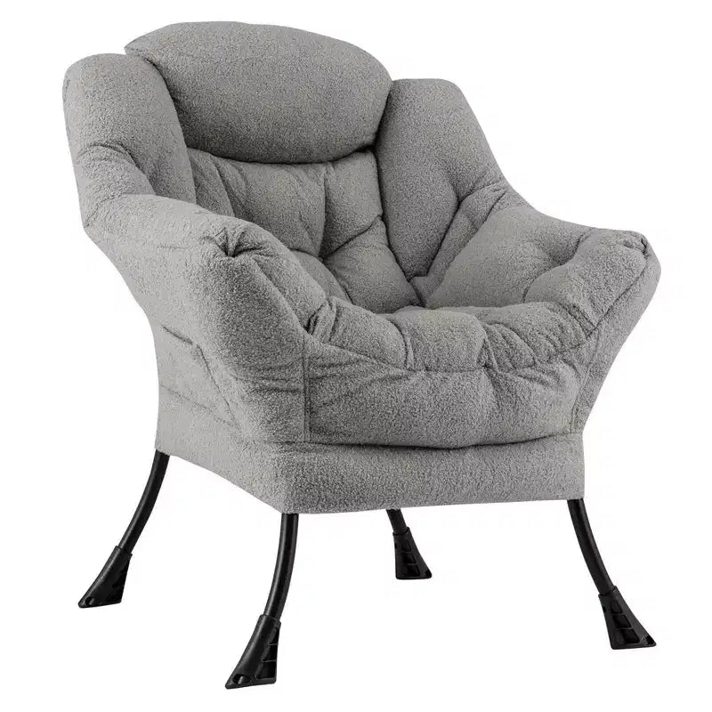Poltrona da salotto capitonné beige/grigio/rosa con cuscino poggiatesta e braccioli – 1 posto