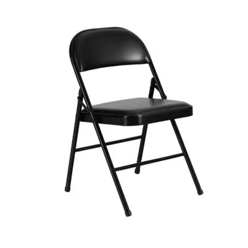 Set tavolo e sedie pieghevoli in vinile nero, 5 pezzi, 4 posti a sedere
