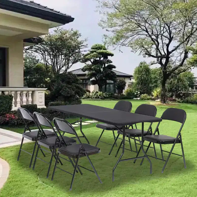 Sedia Pieghevole Imbottita Nera, Set da 4