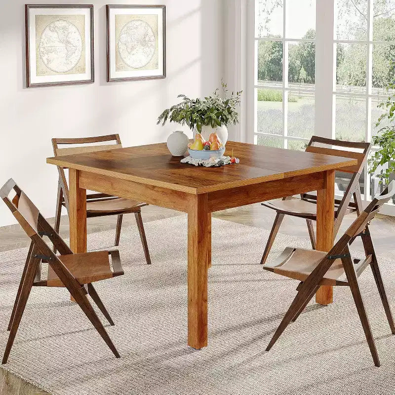 Tavolo da pranzo quadrato in legno marrone/nero/marrone-grigiastro per 2-4 persone