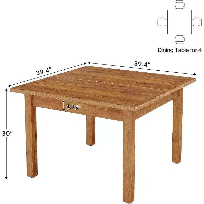 Tavolo da pranzo quadrato in legno marrone/nero/marrone-grigiastro per 2-4 persone