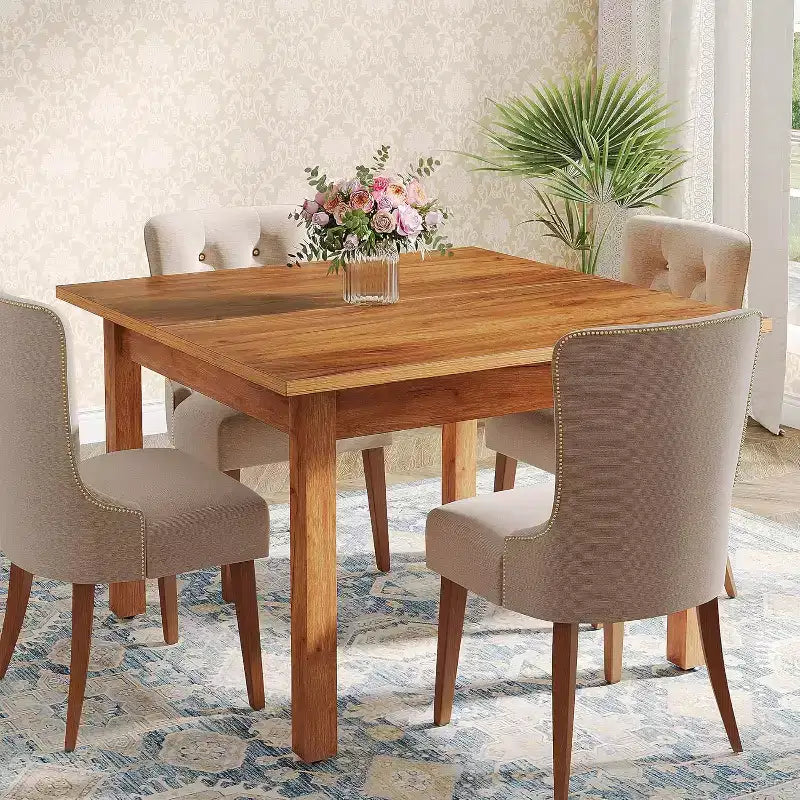 Tavolo da pranzo quadrato in legno marrone/nero/marrone-grigiastro per 2-4 persone