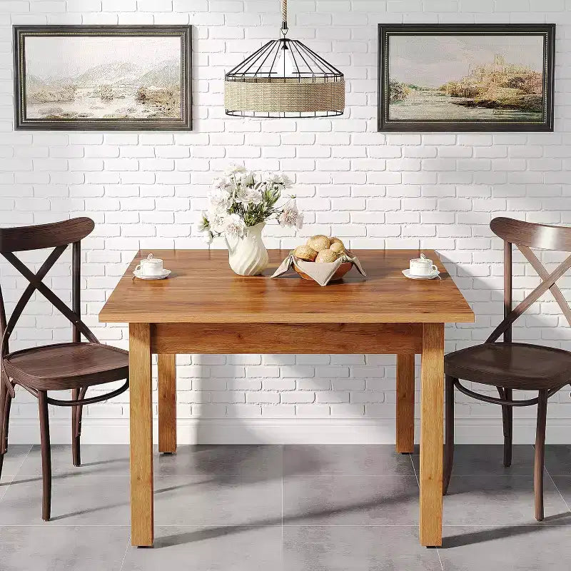 Tavolo da pranzo quadrato in legno marrone/nero/marrone-grigiastro per 2-4 persone
