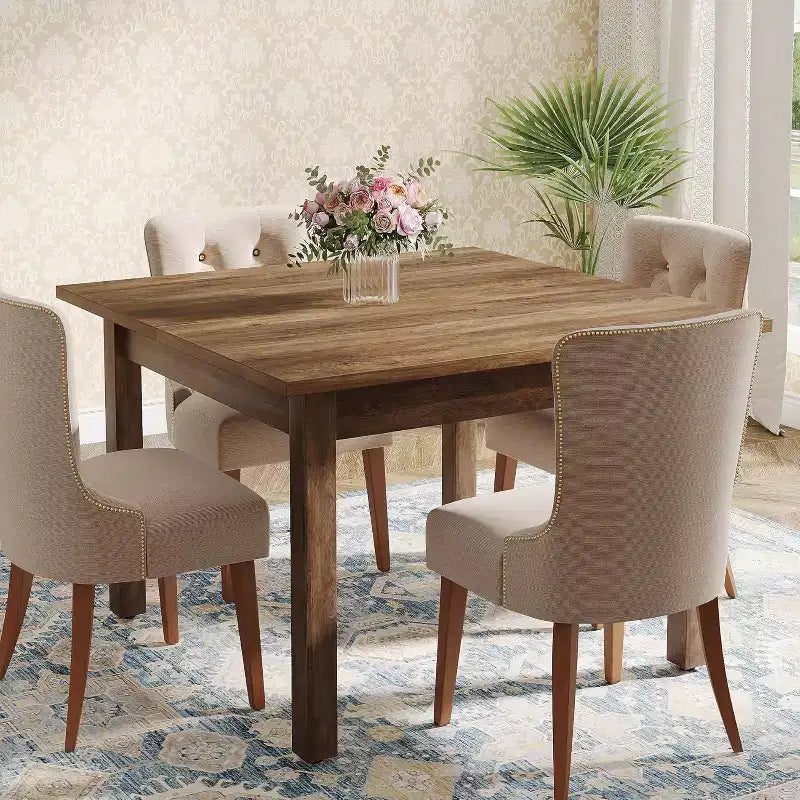 Tavolo da pranzo quadrato in legno marrone/nero/marrone-grigiastro per 2-4 persone