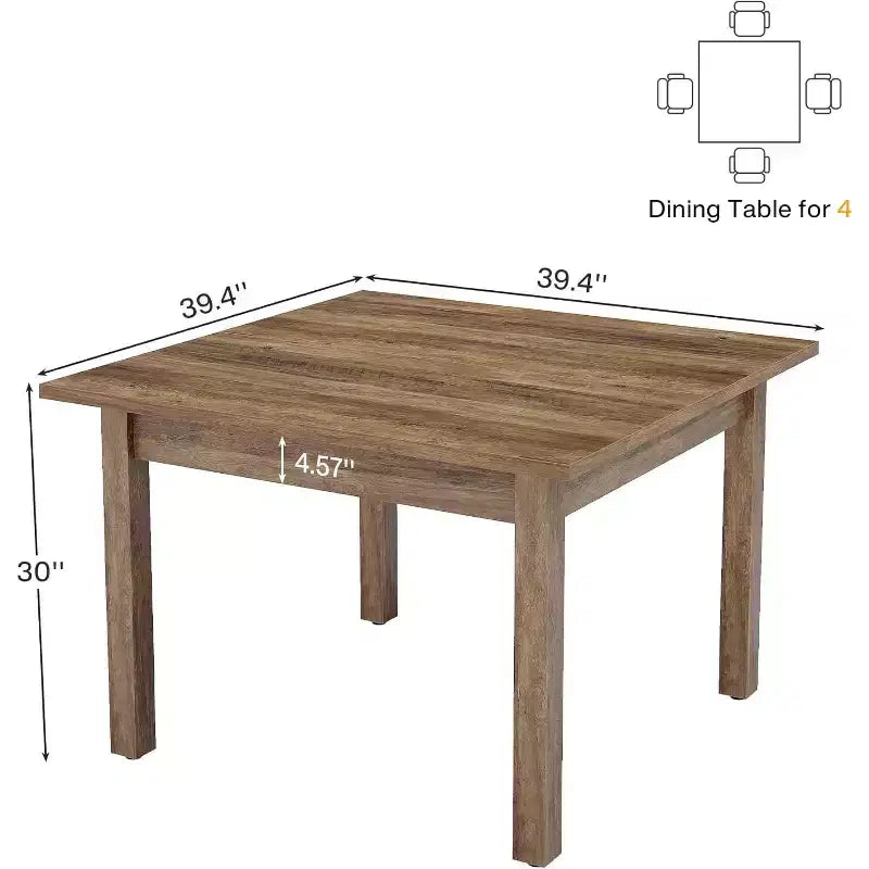 Tavolo da pranzo quadrato in legno marrone/nero/marrone-grigiastro per 2-4 persone