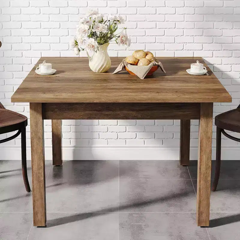 Tavolo da pranzo quadrato in legno marrone/nero/marrone-grigiastro per 2-4 persone