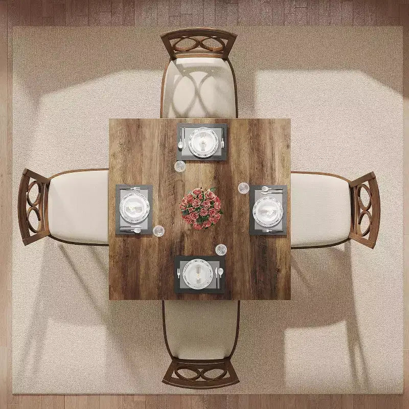 Tavolo da pranzo quadrato in legno marrone/nero/marrone-grigiastro per 2-4 persone