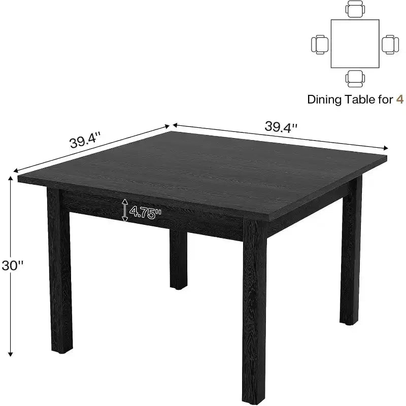 Tavolo da pranzo quadrato in legno marrone/nero/marrone-grigiastro per 2-4 persone