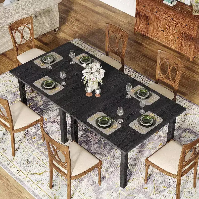 Tavolo da pranzo quadrato in legno marrone/nero/marrone-grigiastro per 2-4 persone