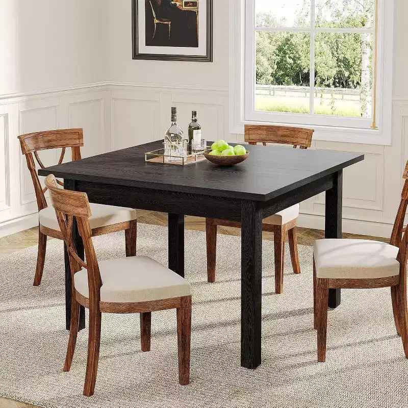 Tavolo da pranzo quadrato in legno marrone/nero/marrone-grigiastro per 2-4 persone