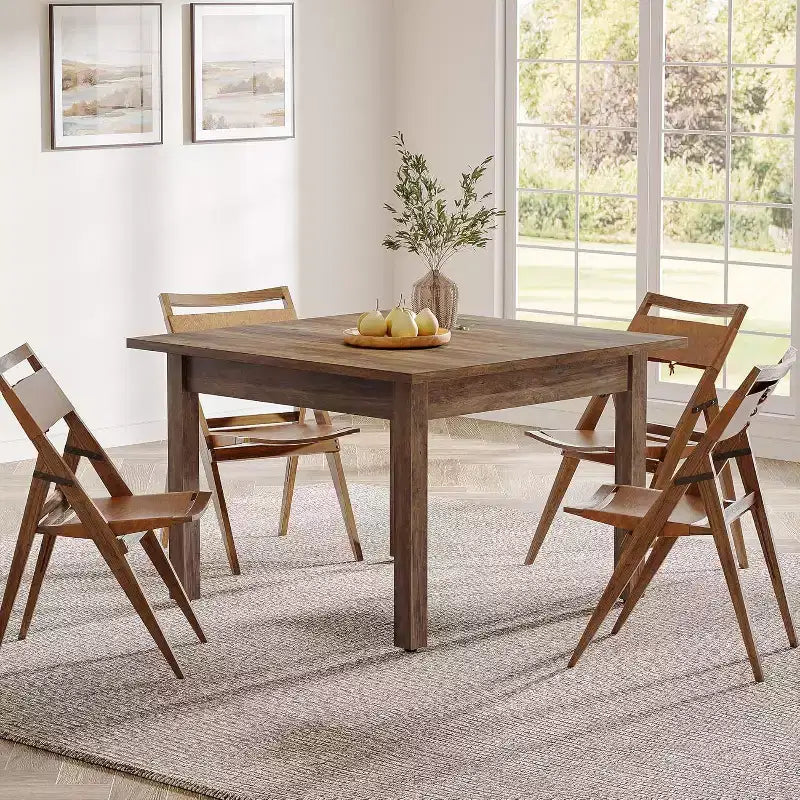 Tavolo da pranzo quadrato in legno marrone/nero/marrone-grigiastro per 2-4 persone